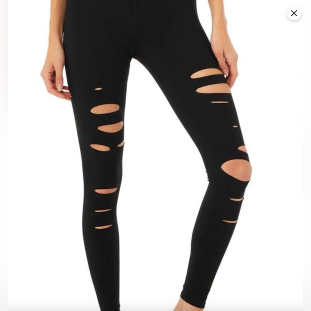 Alo Yoga High Waisted Ripped Warrior Leggings Size XSmall,m